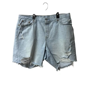 Pantalones Cortos de Jean Levi's Premium Denim 501 Deshilachados Botón Mosca Corte 16W - Imagen 1 de 13