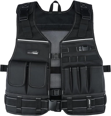 Chaleco de Herramientas para Hombre con Bolsas y Cinturón, Herramienta de Seguridad Multibolsillo Ajustable Ves Foto 1 de 4