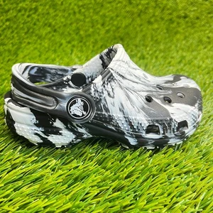 Zueco Crocs Clásico Mármol Niños Talla 8C Negro Blanco Playa Caminar Sandalias - Imagen 1 de 10