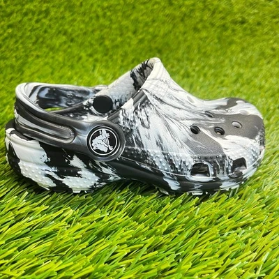 Crocs Clásico Zueco Mármol Niños Talla 8C Negro Blanco Sandalias para Caminar Zapatos Foto 1 de 4