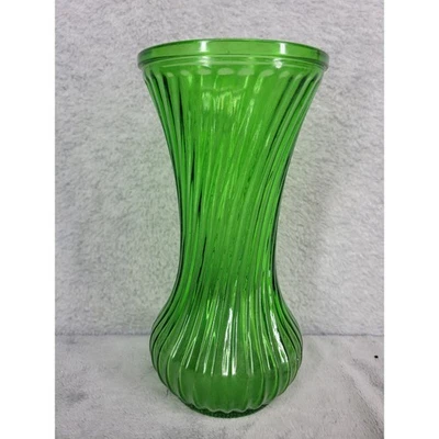 Jarrón vintage de vidrio Hoosier verde 4090 Foto 1 de 4
