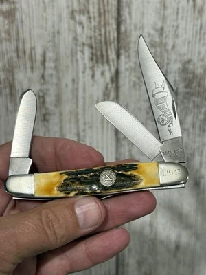 Неиспользованное состояние 1993 США сделано медведь MGC NKCA клуб карманный нож олень ручки - Изображение 1 из 4