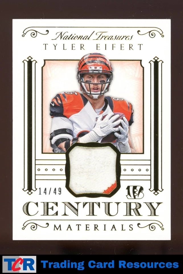 2015 Panini National Treasures #CM-TE Tyler Eifert Century Materials Prime #/49 - Image 1 of 2