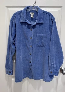 LL BEAN Cordhemd Damen Größe 1X Blau Knopfleiste Shacket Langarm Baumwolle - Bild 1 von 7