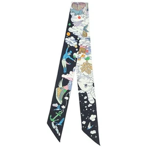 HERMES Twilly Scarf 100% Silk SUR MON NUAGE Dark blue Pink Multi w/Box R7971 - Picture 1 of 6