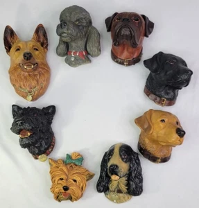 8 Vintage Bossons Chalk Dog Heads - Made In England  - Picture 1 of 10