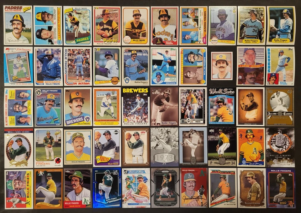 Lote de 50 tarjetas de béisbol diferentes ROLLIE FINGERS PATIO 1977-2024 BB7165 Foto 1 de 1