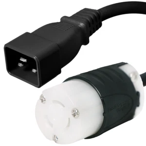 IEC C20 to L6-15R Plug Adapter - 1 ft, 15A/250V 14 AWG - Iron Box # IBX-1512-01 - Picture 1 of 1