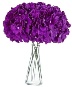 Hydrangea Silk Fake Flowers Heads with Stems, Artificial Flowers for Purple - Picture 1 of 8