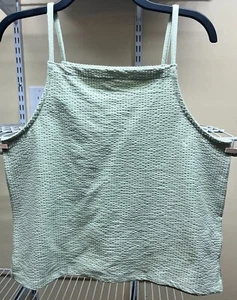 Madewell Seersucker Apron Tank Top Sunfaded Mint Light Green Square Neck NWT XL - Picture 1 of 9