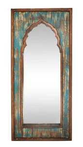Yaya French Gothic Wood Mirror-Accent-Vanity-Living Room-Turquoise-24x42 inches - Bild 1 von 1
