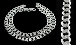 Originale 925 Argento Sterling Barbazzale Collegamento Design Uomo Collo Catena - Foto 1 di 3