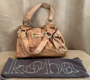 KOOBA Leather Amber shoulder bag Bow purse hobo cinch eyelet with dust bag brown - Picture 1 of 10