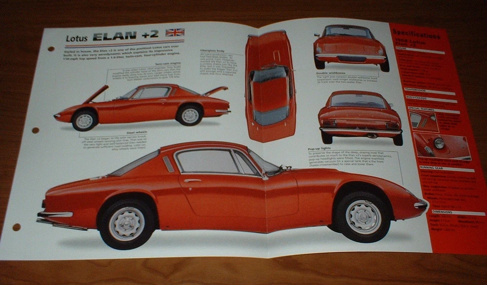 Lotus Elan 1968 +2 folleto imp original información especificaciones 1967-1974 68 69 70 plus Foto 1 de 1