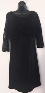 Slim Fabulous Ultimate Slimming Black Dress Lace Sleeves Sz L - Picture 1 of 6