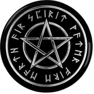 Pentagram Pin-Back Button Pin 6 Sizes Magic Occult Mystic Ritual Spiritual Black - Picture 1 of 2