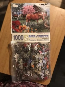 brocas y piezas rompecabezas charlando con los vecinos 1000 piezas pulgadas caballo granja - Imagen 1 de 2