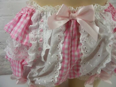 ADULTO BEBÉ SISSY rosa volantes cubierta pañal bragas disfraz cosplay forro opcional Foto 1 de 3