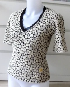 Top MARCELLA ROMANO Blanco Algodón Flores Bordado Efecto 3D Talla M Italia - Imagen 1 de 12