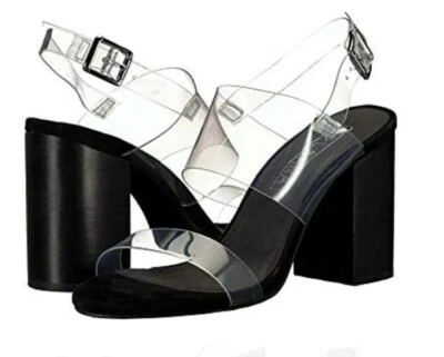 Sol Sana 女式 Mavis 透明肩带粗跟凉鞋|6 码(欧盟 37 码)|全新 — 第 1/4 张图片