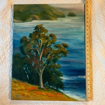 Pintura al óleo original del paisaje marino de California pintada a mano Big Sur por Knight Foto 1 de 4