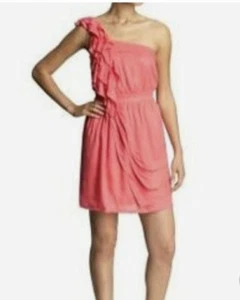Miss Me Couture Damen Größe L One Shoulder Kleid Rosa Rüschen Asymmetrisch - Bild 1 von 10