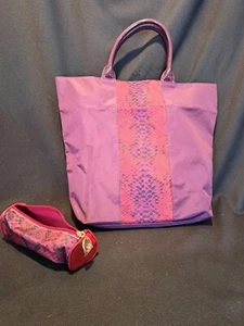 Estee Lauder Womens Shopping Beach Carry All tote with faux snake Burgundy Pink - Picture 1 of 7