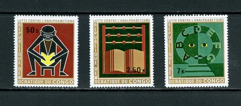 V345  D.R.Congo  1971   literacy   3v.    MNH Cover