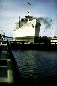 SS MANCHESTER SHIPPER: WELLAND CANAL CANACA - 1960 Vintage Kodak 35 mm DIAPOSITIVA   - Imagen 1 de 1