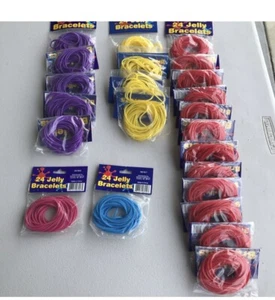 23 packages of Jelly Bracelets 8" Silicone Wristbands Assorted Colorful Rubber - Picture 1 of 4