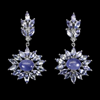 Pendientes de plata de ley 925 ovalados tanzanita 8x6 mm joyas de piedras preciosas naturales Foto 1 de 4