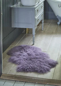 Eco Tanned Light Purple Tibetan Sheepskin Premium Curly Soft Hide Floor Covering - Picture 1 of 1