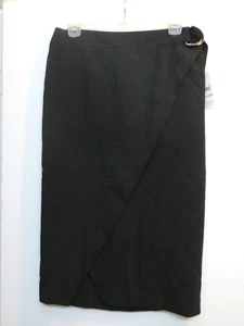 NWT Laundry by Shelli Segal Skirt Womens 10 Midi Wraparound Look Elegant Black - Picture 1 of 18