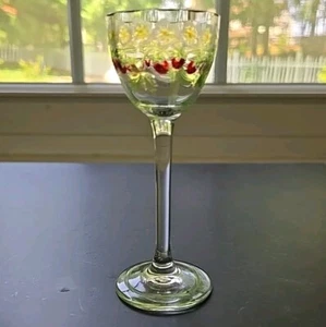 ANTIQUE Moser Etched and Handpainted Strawberry Design Aperitif 4 inch - Picture 1 of 9