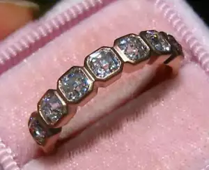 2Ct Ascher Cut Lab Created Diamond Women Full Eternity Band 14K Rose Gold Plated - Picture 1 of 7