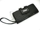 Kenneth Cole Reaction Tab Clutch With Strap Black Wallet Textured Wristlet NWT