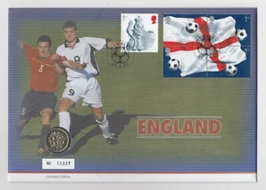 GB QEII PNC COIN COVER 2002 ENGLAND FOOTBALL WEMBLEY £1 COIN B/UNC - Picture 1 of 1