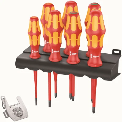 Wera 7 Kraftform VDE Slim Screwdrivers Pozi Slot TX Set & Bottle Opener,138712