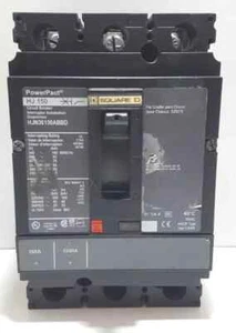 SQUARE D HJ 150 HJN36150ABB POWERPACT  CIRCUIT BREAKER 150 AMPS 3 POLE  - Picture 1 of 15