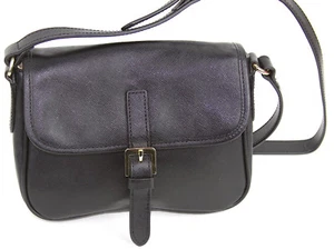 Cynthia Rowley Saffiano Leather Small Black Shoulder Crossbody Flap Bag - Picture 1 of 10