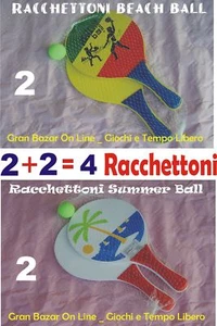 RACCHETTE RACCHETTONI SPIAGGIA 4 Pz +2 PALLINE GIOCO MARE SPIAGGIA GIARDINO - Foto 1 di 1