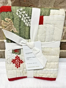 1 Pottery Barn Arden Tree Handcrafted Quilted Sham Standard Size Christmas NEW - Picture 1 of 6