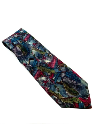 Corbata de seda J. Garcia "The Bird Collection Six" abstracta azul/borgoña/gris  Foto 1 de 3