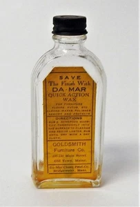 Vintage Da-Mar Wax Bottle with Paper Label Old Town Maine Goldsmith Furniture Co - Picture 1 of 9