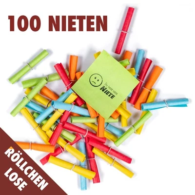 100 Röllchenlose Nieten Tombolalose Tombola Lose Nietenlose bunte Lotterielose - Bild 1 von 4