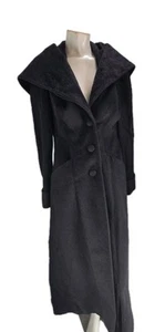Liliana Castellanos Women's Coat 6 Black Suri Alpaca Merino Wool Over Hooded - Picture 1 of 8