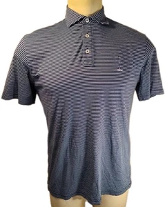 Polo Peter Millar uomo piccola golf a righe blu teal 1896 ricamo  - Foto 1 di 6