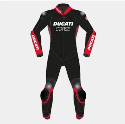Ducati Full Black MotoGP motorebike LEATHER RACING SUIT AVAILABLE IN ALL SIZE  - Image 1 of 4
