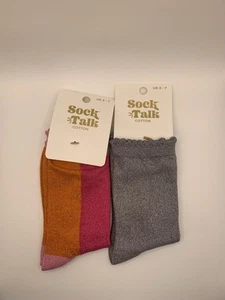 Sock Talk Paket x2 Paar All Over Glitzer Socken silber & orange & pink 3-7 - Bild 1 von 14