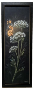 Framed Butterfly Wall Art Monarch Moody Botanical Prints Decor 19 x 7 Decoration - Picture 1 of 10